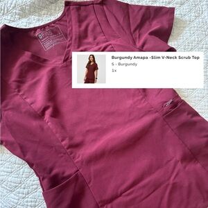 Figs burgundy scrub top